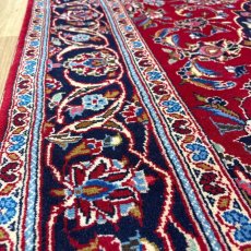 画像8: 良品 ペルシャ 絨毯 カシャーン 産  縦2.8m 横1.5m 4.2㎡ 〜5帖程度 リビング ダイニング 3人掛けソファ コーナーソファ サイズ 280 x 150 cm 天然 手織り ラグ 敷物 カーペット メダリオン 赤 濃紺 ヴィンテージ ビンテージ MA460-A671-280152Z030 (8)