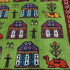 画像7: 新品 ペルシャ 部族絨毯 トルクメン 160 x 109 cm 縦1.6m 横1.1m 1.76㎡ ~1帖 2-3人掛けソファ センターテーブル サイズ ウール 手織り ハンドメイド トライバル ラグ カーペット 幾何学模様 民族柄 赤 緑 生成り色 MA461Z205-160109Z020 (7)