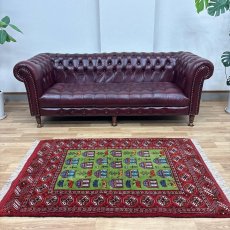 画像1: 新品 ペルシャ 部族絨毯 トルクメン 160 x 109 cm 縦1.6m 横1.1m 1.76㎡ ~1帖 2-3人掛けソファ センターテーブル サイズ ウール 手織り ハンドメイド トライバル ラグ カーペット 幾何学模様 民族柄 赤 緑 生成り色 MA461Z205-160109Z020 (1)