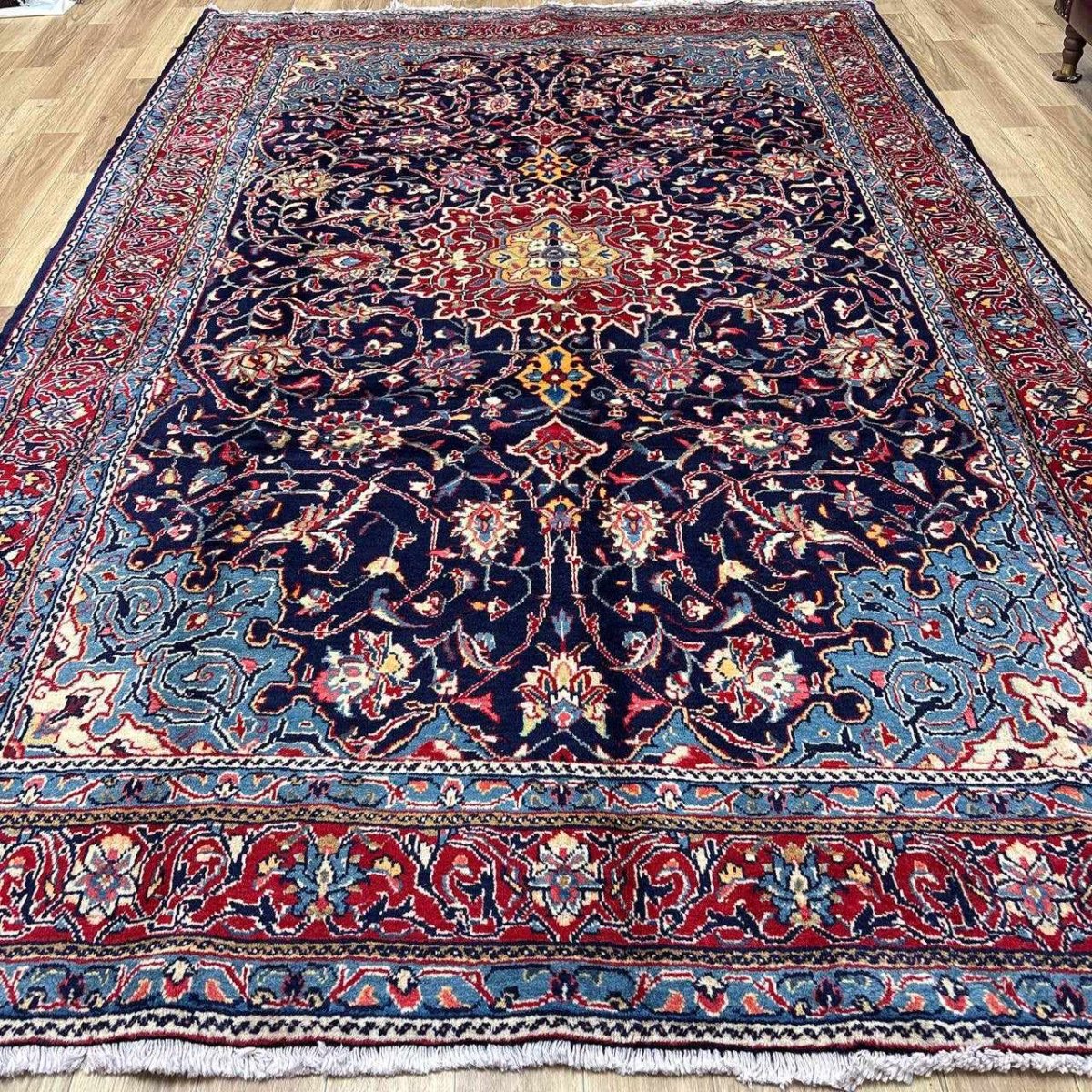 画像2: 良品 ペルシャ 絨毯 サルーク 325 x 213 cm No.A478 縦3.3m 横2.2m 7.2㎡ 〜8帖 リビング ダイニング 3人掛けソファ コーナーソファ 大判 サイズ ウール 手織り トライバル ラグ 敷物 マット カーペット メダリオン ヴィンテージ ビンテージ 赤 朱色 オレンジ　MA477-A478-325213Z050 (2)