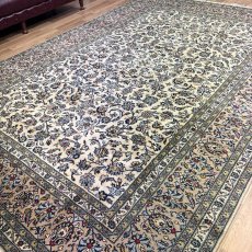 画像6: 美品 ペルシャ 絨毯 カシャーン リビング ダイニング 大判 8.3m 9畳 3人掛けソファ サイズ  343 x 242 cm 肉厚 ウール 手織り トライバル ラグ 天然 敷物 マット カーペット メダリオン ヴィンテージ ビンテージ MA479-A718-343242Z050 (6)