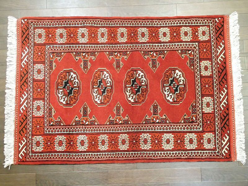 新品 トルクメン ペルシャ 絨毯 1.2m アクセント サイズ 120 x 81 cm
