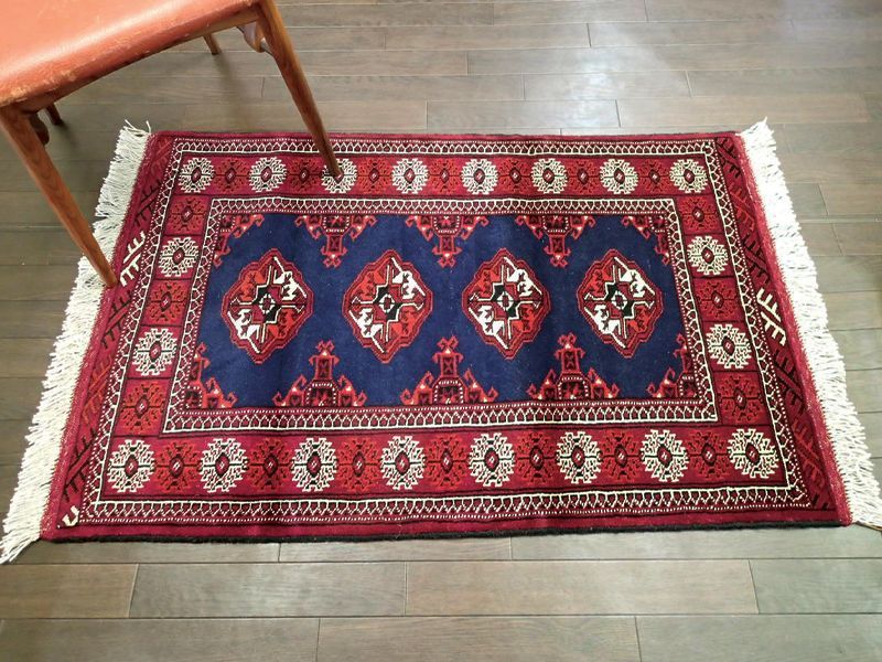 新品 トルクメン ペルシャ 絨毯 1.2m アクセント サイズ 123 x 78 cm