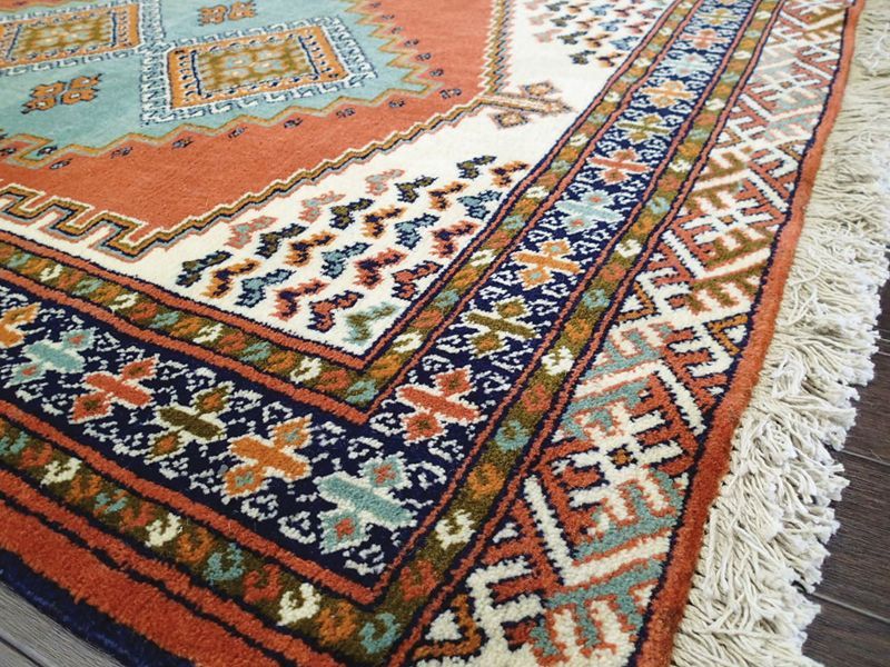新品 ペルシャ 絨毯 トルクメン 1.4m アクセント サイズ 143 x 98 cm 