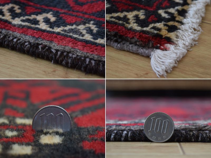 美品　トライバルラグ　ペルシャ絨毯　ヴィンテージラグ　バルーチ族　100×187