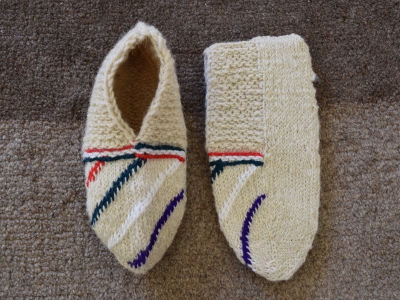 画像1: 新品 イラン製 ウール ショート くるぶし丈 24-25 cm 手編み靴下 ニットルームソックス Long Knit Room Socks n-ws2425-76h2a3 (1)