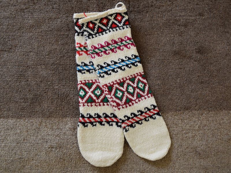 画像1: 新品 イラン製 アクリル混ウール ロング 23-24 cm 手編み靴下 ニットルームソックス Long Knit Room Socks n-al2324-49h5a7 (1)