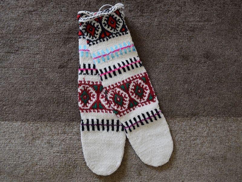 画像1: 新品 イラン製 アクリル混ウール ロング 20-21 cm 手編み靴下 ニットルームソックス Long Knit Room Socks n-al2021-41h5a7 (1)