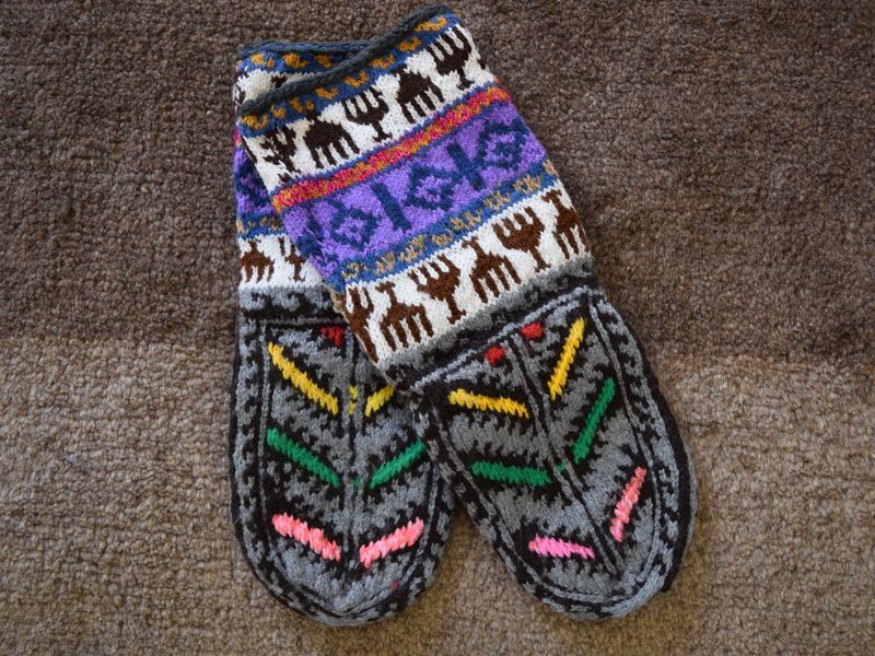 画像1: 新品 イラン製 アクリル混ウール ミドル 19-20 cm 手編み靴下 ニットルームソックス Long Knit Room Socks n-am1920-102h4a5 (1)
