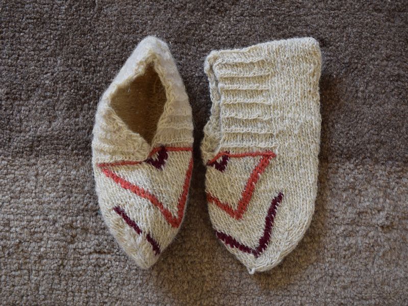 画像1: 新品 イラン製 ウール ショート くるぶし丈 21-22 cm 手編み靴下 ニットルームソックス Long Knit Room Socks n-ws2122-116h2a3 (1)
