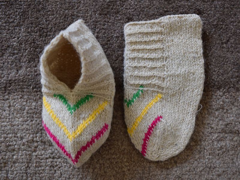 画像1: 新品 イラン製 ウール ショート くるぶし丈 21-22 cm 手編み靴下 ニットルームソックス Long Knit Room Socks n-ws2122-117h2a3 (1)