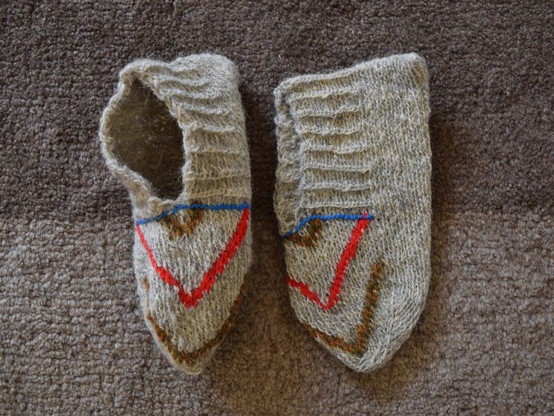 画像1: 新品 イラン製 ウール ショート くるぶし丈 21-22 cm 手編み靴下 ニットルームソックス Long Knit Room Socks n-ws2122-115h2a3 (1)