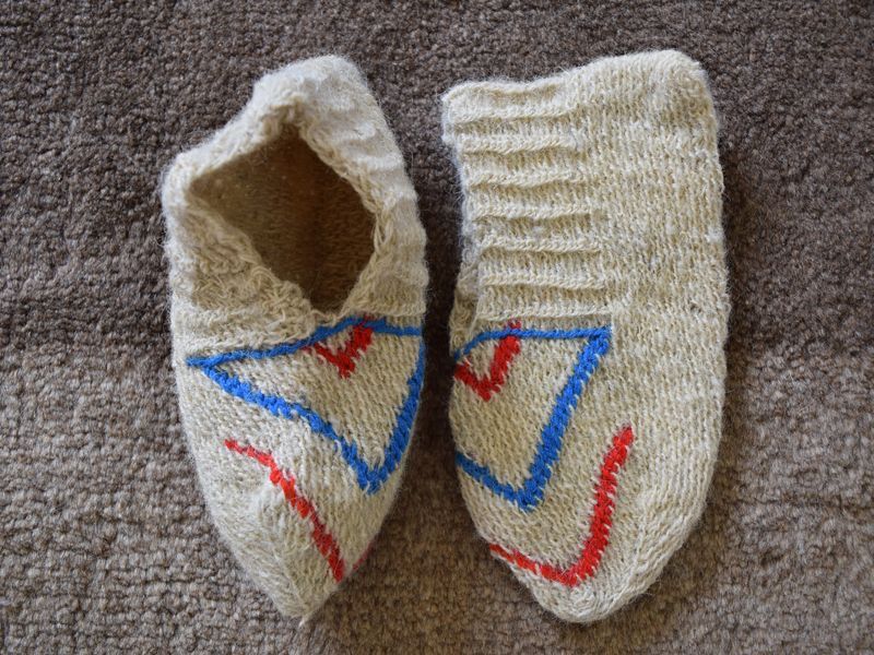 画像1: 新品 イラン製 ウール ショート くるぶし丈 22-23 cm 手編み靴下 ニットルームソックス Long Knit Room Socks n-ws2223-118h2a3 (1)